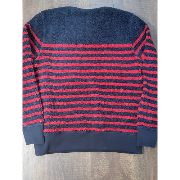 Brooks Brothers Striped Fleece Sweatshirt Medium Navy‎ Red Lamb Logo - Picture 6 of 6
